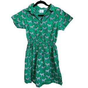 Compania‎ Fantastica Green Zebra Print Short Sleeve Collared Dress Size Medium
